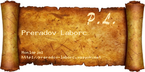 Preradov Laborc névjegykártya